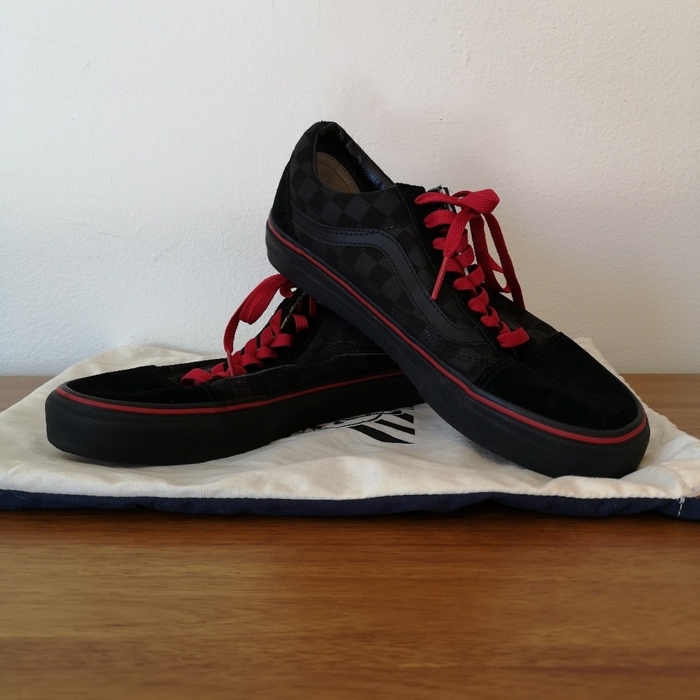Custom Vans, Black And Red, Size 8.5 - image 1